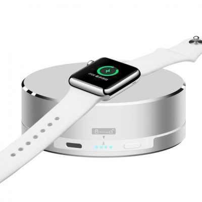 3 v 1 powerbanka, nabíjecí stojánek a ochranné pouzdro na kabel pro Apple Watch - stříbrná