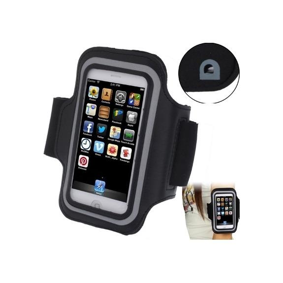 Sportovní pouzdro na ruku s průchodem na sluchátka pro iPhone 5 5S SE 4 4S - černé