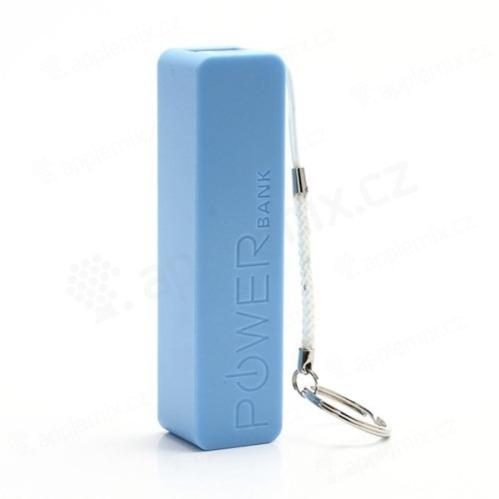 Mini externí baterie / power bank KABO 2600mAh - stylové poutko s kroužkem na klíče - modrá