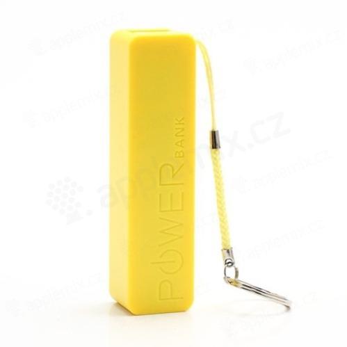 Mini externí baterie / power bank KABO 2600mAh - stylové poutko s kroužkem na klíče - žlutá