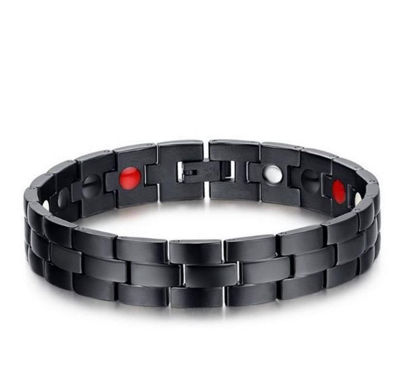 12176 493989 cerny magneticky naramek z chirurgicke oceli on42