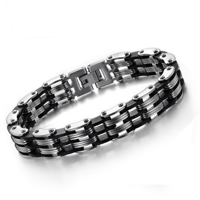 13820 492165 pansky naramek tripple chain z chirurgicke oceli stribrno cerny cb000102