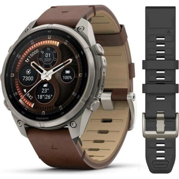 Garmin Fenix 9 Pro 47 mm AMOLED inReach Titanium Leather Band 010-04336-41