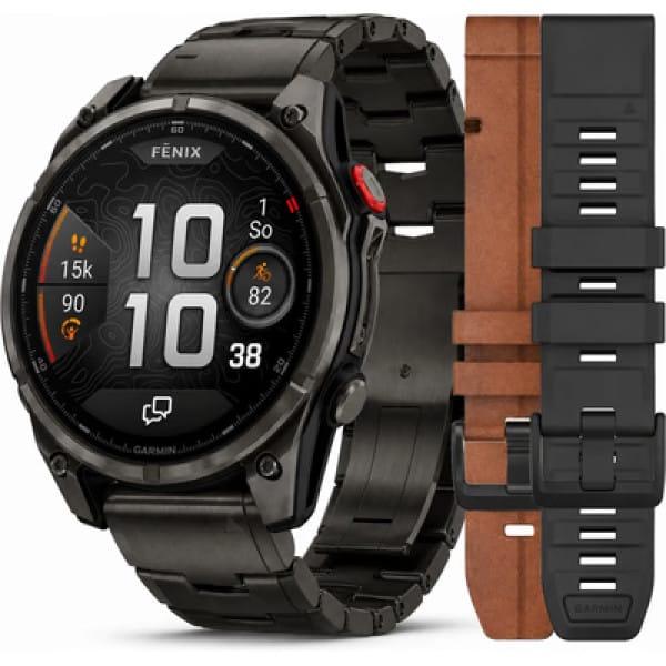 Garmin Fēnix® 8 Pro Premium Bundle, 51 mm, AMOLED Sapphire, Carbon grey DLC titanium pásek + silikonový řemínek Black/Pebble Grey 010-03199-40 SET