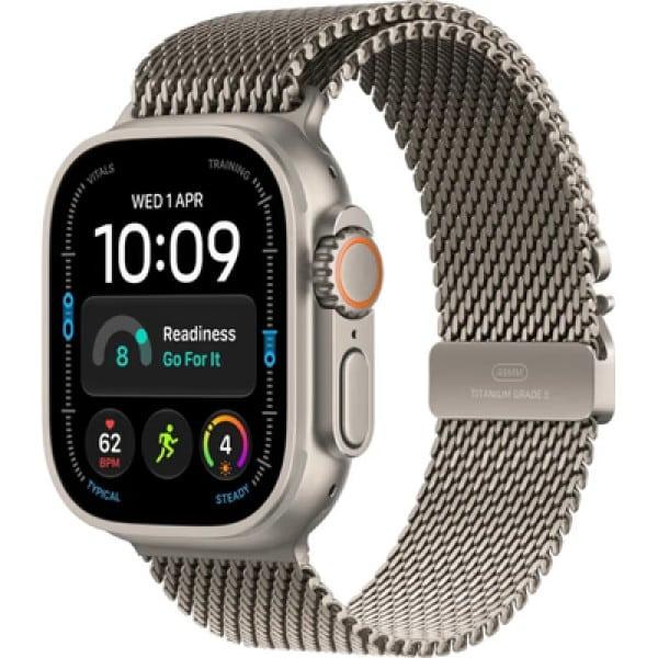 Apple Watch Ultra 4 49mm přírodní titan s přírodním titanovým milánským tahem L MJAA4QC/A
